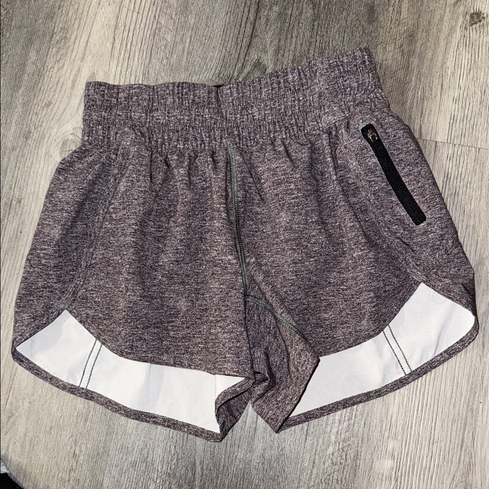 lululemon athletica Heathered Plum Athletic Shorts with White Insets